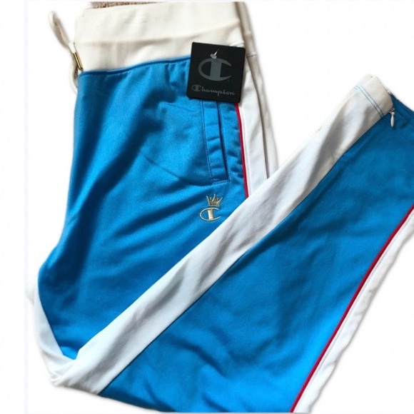 Champion Pants - CHAMPION Slim leg track pants Ankle crown gold joggers sweatpants  XS satin